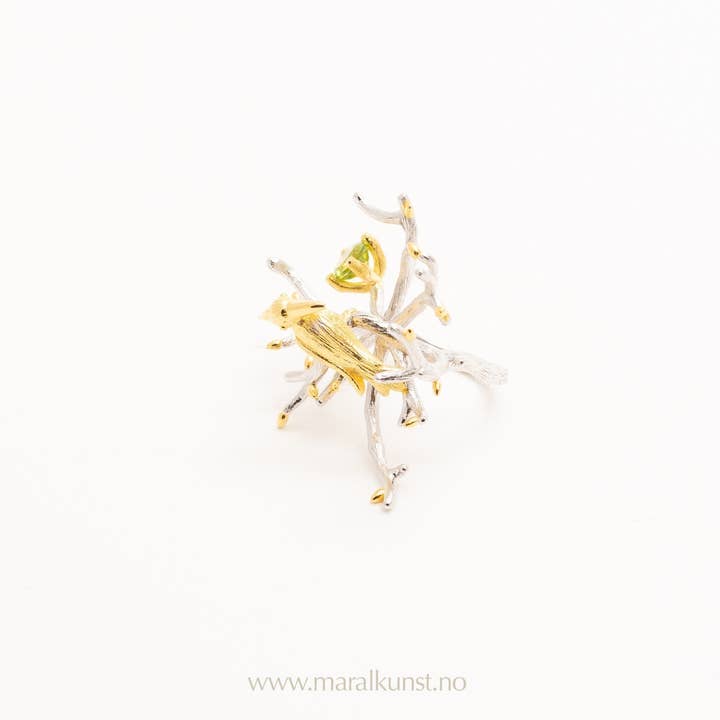 Maral Kunst – Großhandel Cocktail-/Statement-Ring – Designerring „Flower & Bird“3