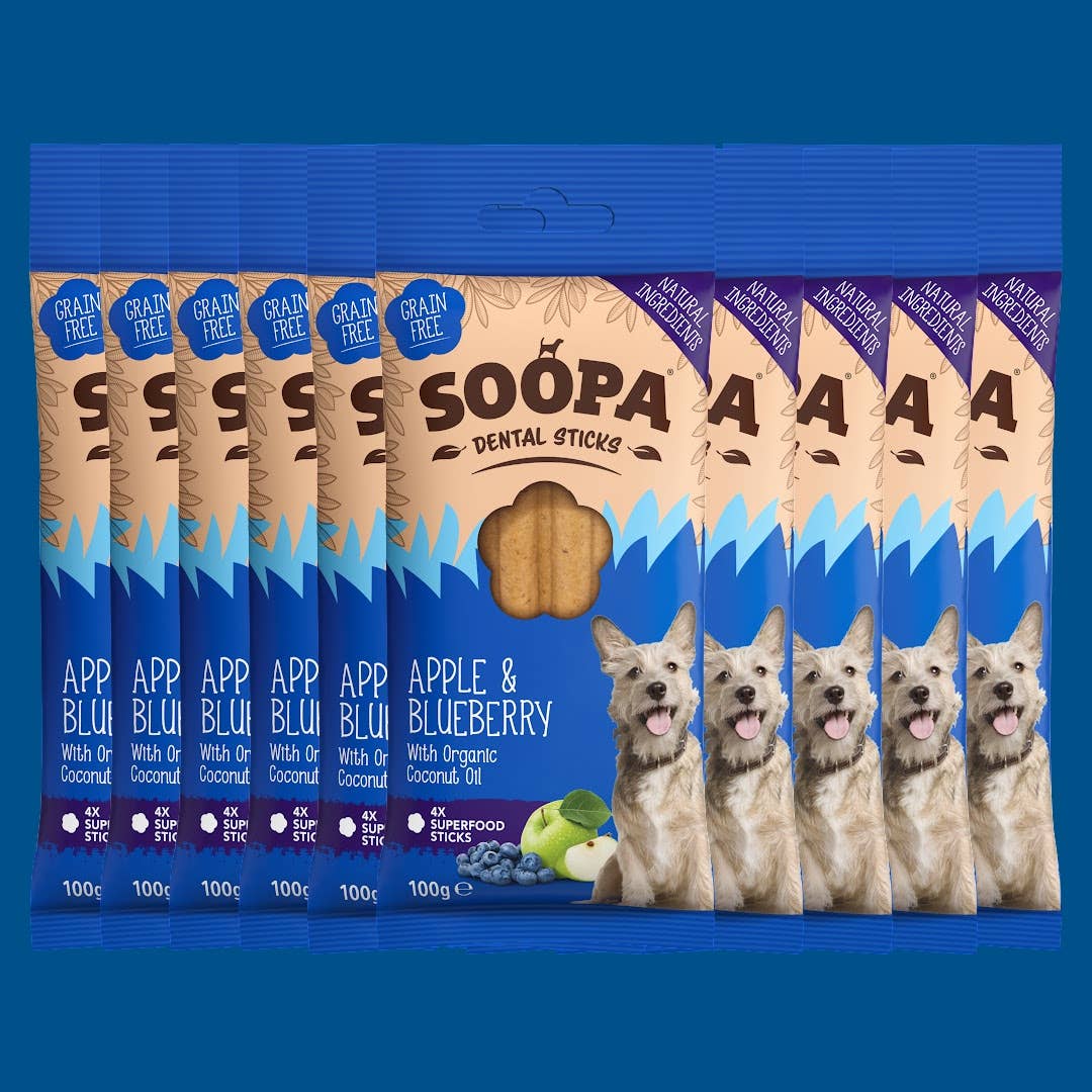 Soopa Europe - Vendita all'ingrosso Snack - Cani - Bastoncini dentali per cani Apple & Blueberry2