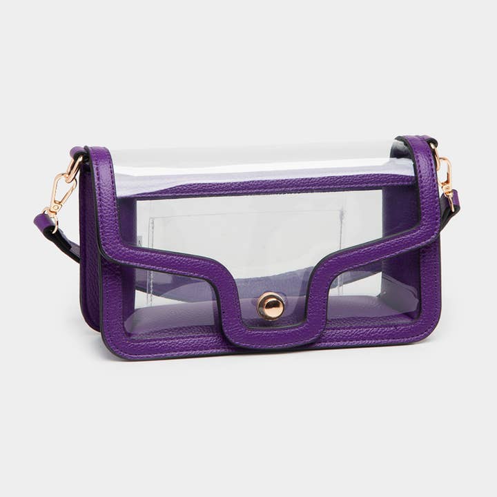 Massiv imiteret læder gennemsigtig rektangel skuldertaske for engroshandel hos Sensibling Corp.
