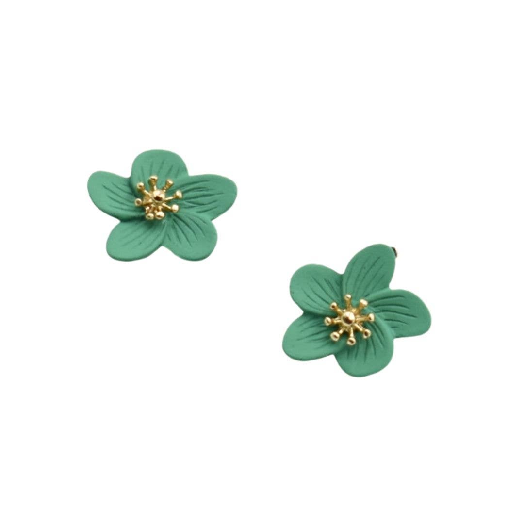 Taylor Hill Scarves & Co - Wholesale Stud/post earrings - THSE1072: Bright Teal: Flower Petals Earrings1