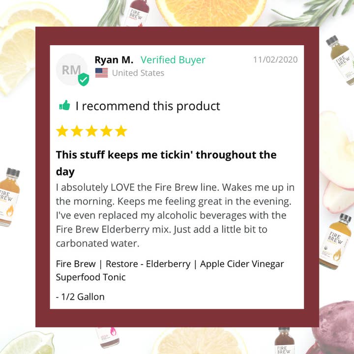 Fire Brew - Wholesale Wellness Juice/Tonic - Elderberry IMMUNE Apple Cider Vinegar Fire Cider - 8 oz7