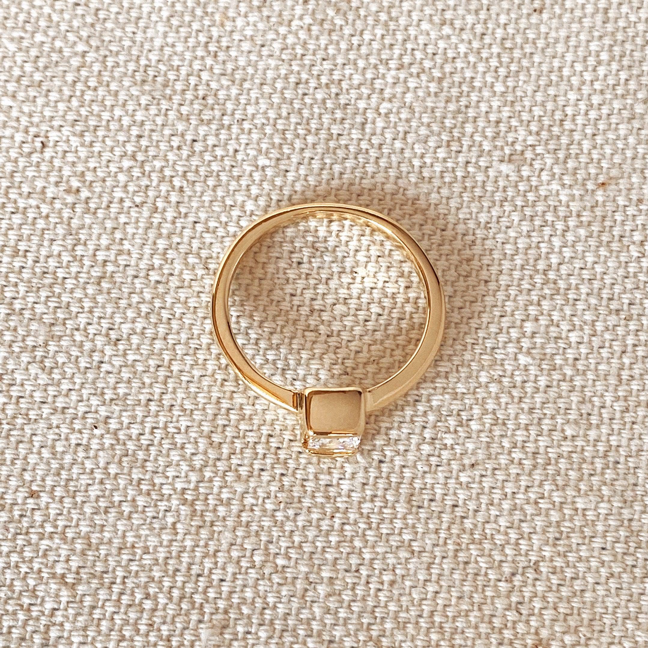 GoldFi - Wholesale Single Stone/Solitaire Ring - Dainty 18k Gold Filled Square Solitaire Ring2