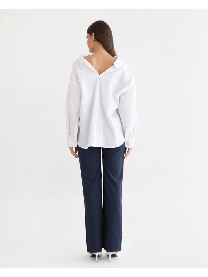 Navy Emma Overbelly Straight Maternity Pants for wholesale on Faire2