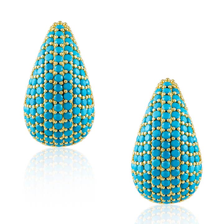 Sahira Jewelry Design - Wholesale Dangle Earrings - Celine CZ Raindrop Earring Turquoise0