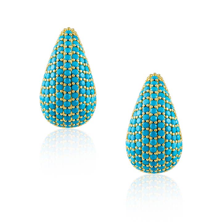 Sahira Jewelry Design - Wholesale Dangle Earrings - Celine CZ Raindrop Earring Turquoise