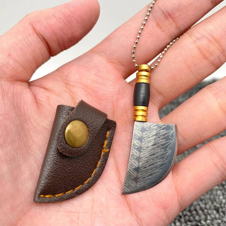 Mio Queena - Vente Couteau de poche/étui - Mini couteau de poche portable à motif laser Damas avec housse7