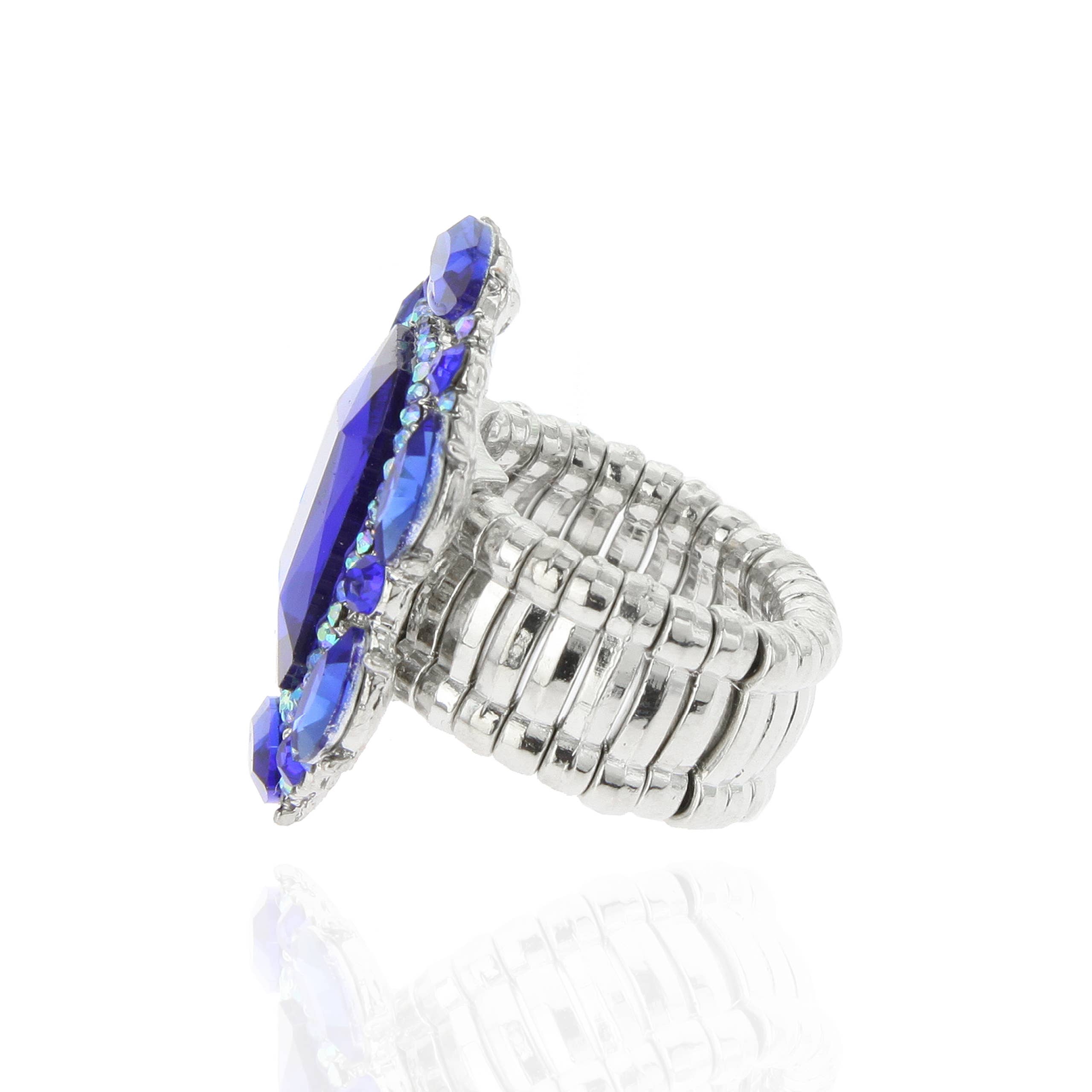 SP Sophia Collection - Wholesale Cocktail/Statement Ring - Victorian Style Rhinestone Stretch Ring2