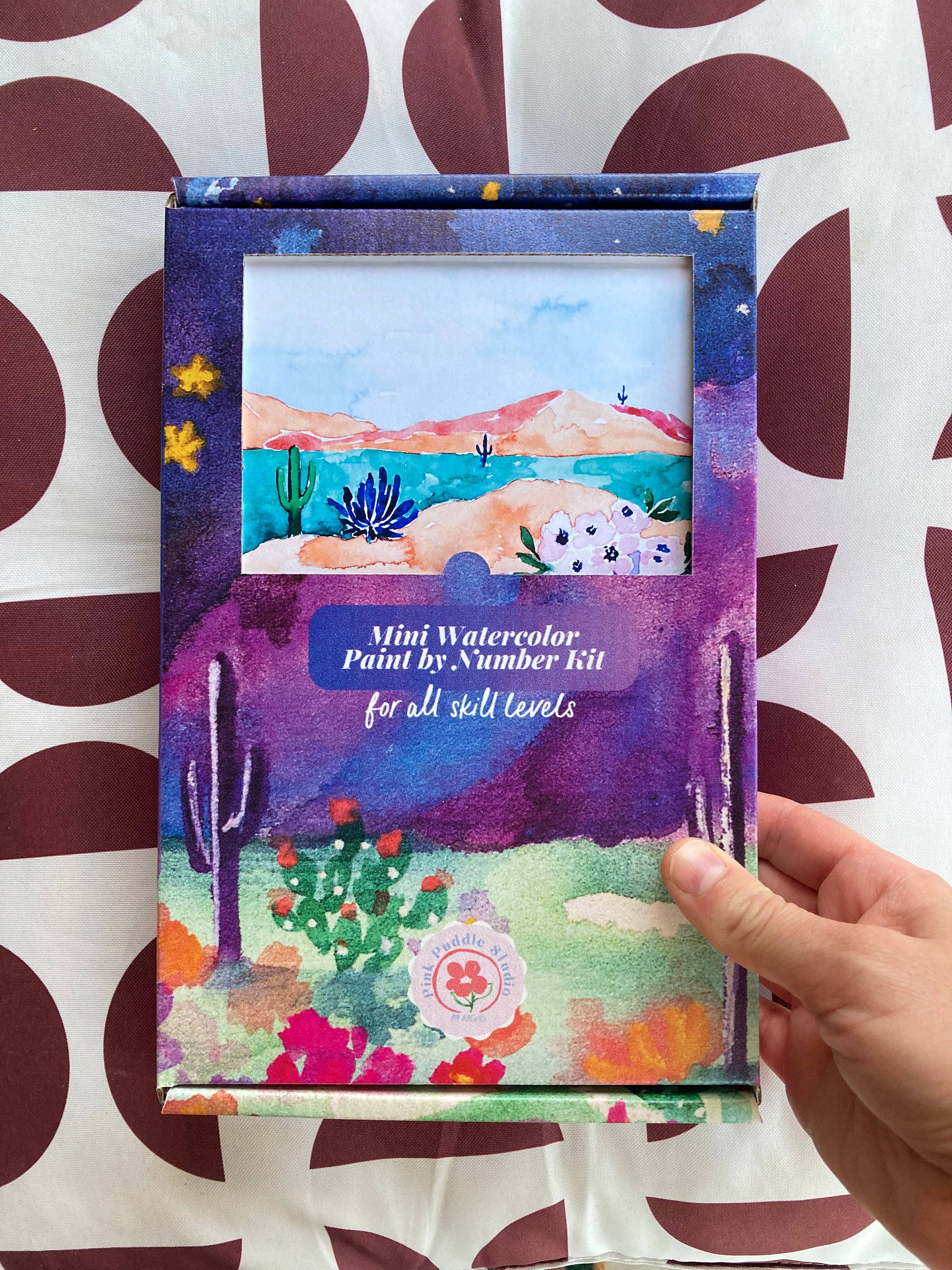 Pink Puddle Studio – wholesale DIY craft kit – Cactus Desert Landscape Watercolor Paint by Number DIY Kit7