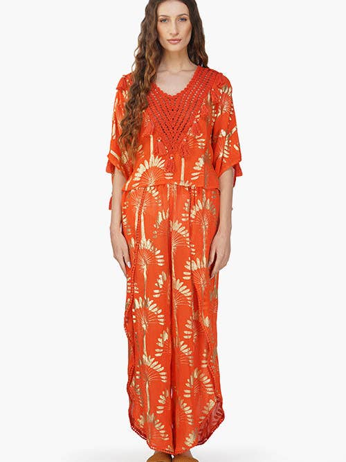 Set di 6 pantaloni avvolgenti Sunset Palm Foil (S, M, L) per la vendita all'ingrosso da parte di America & Beyond