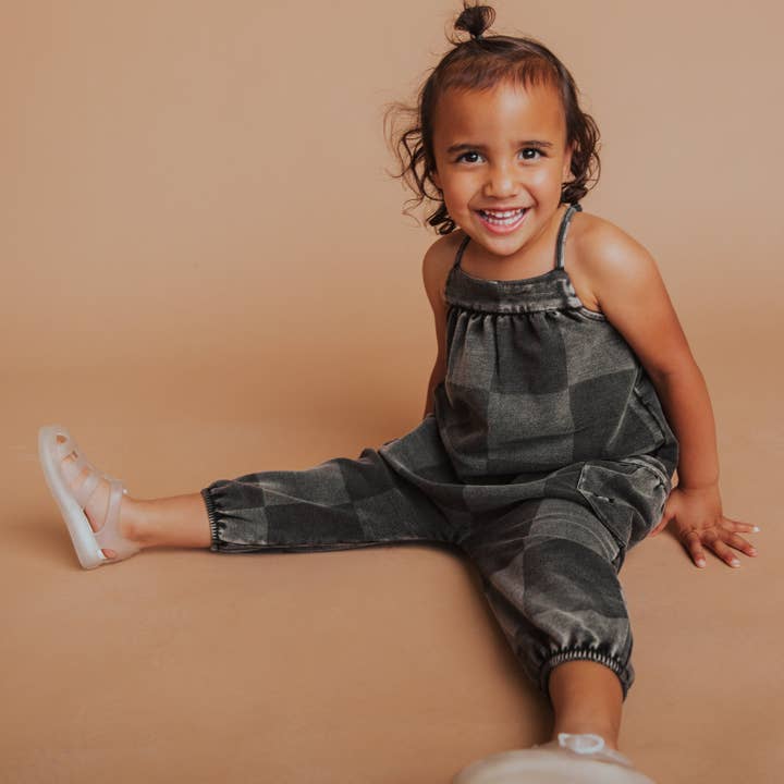 RAGS - Wholesale Jumpsuit - Kids - Strappy Jumper - Black Denim Check7