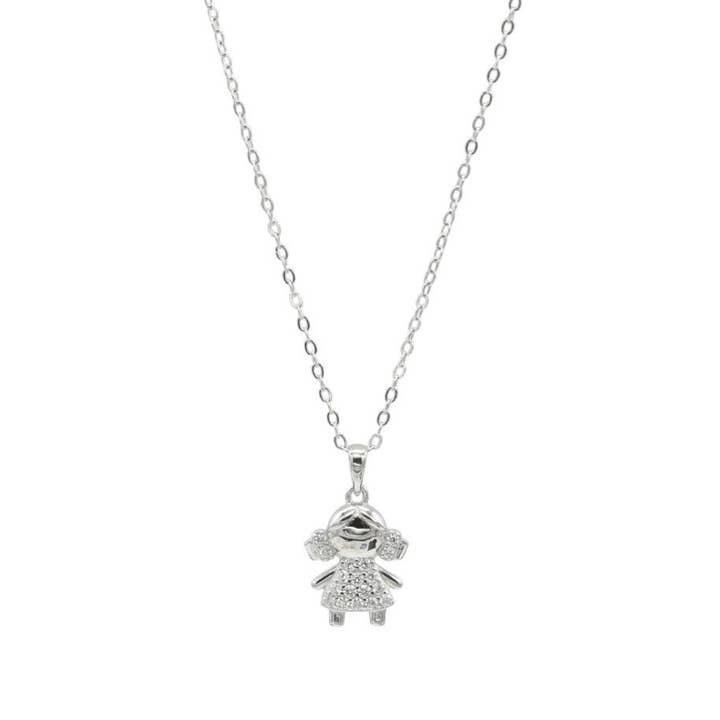 Collana in argento con ciondolo pavé di zirconi cubici per bambina per la vendita all'ingrosso da parte di Gigi & Jen
