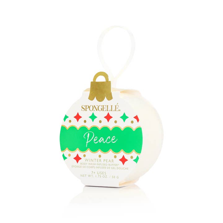 Spongellé - Wholesale Bath Pouf/Sponge - Peace - Winter Pear Holiday Ornament Buffer ChristmasÂ