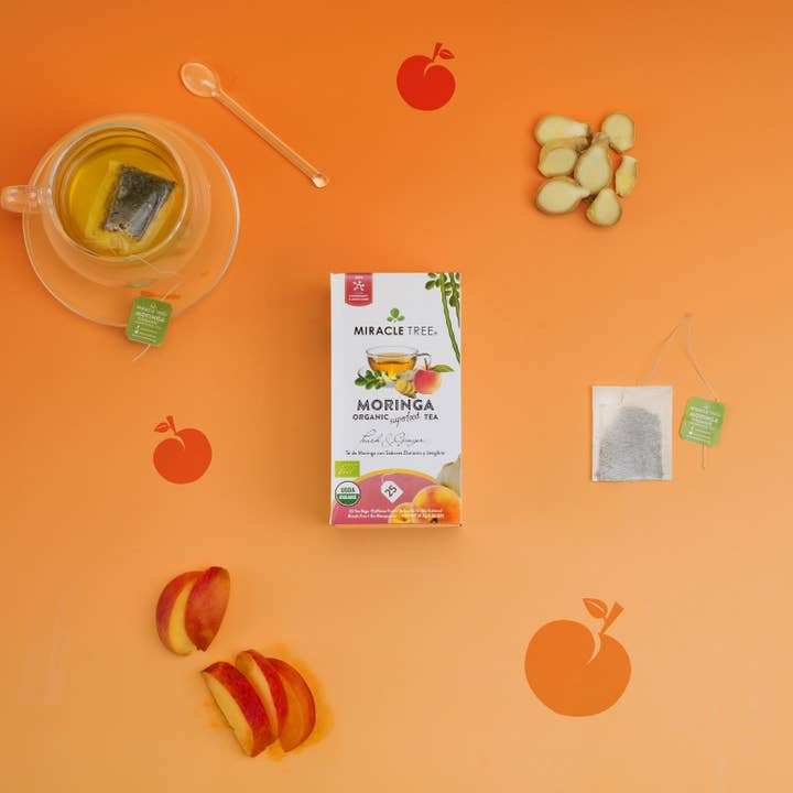 Miracle Tree - Wholesale Health/Detox Tea - Organic Moringa Tea: Peach & Ginger