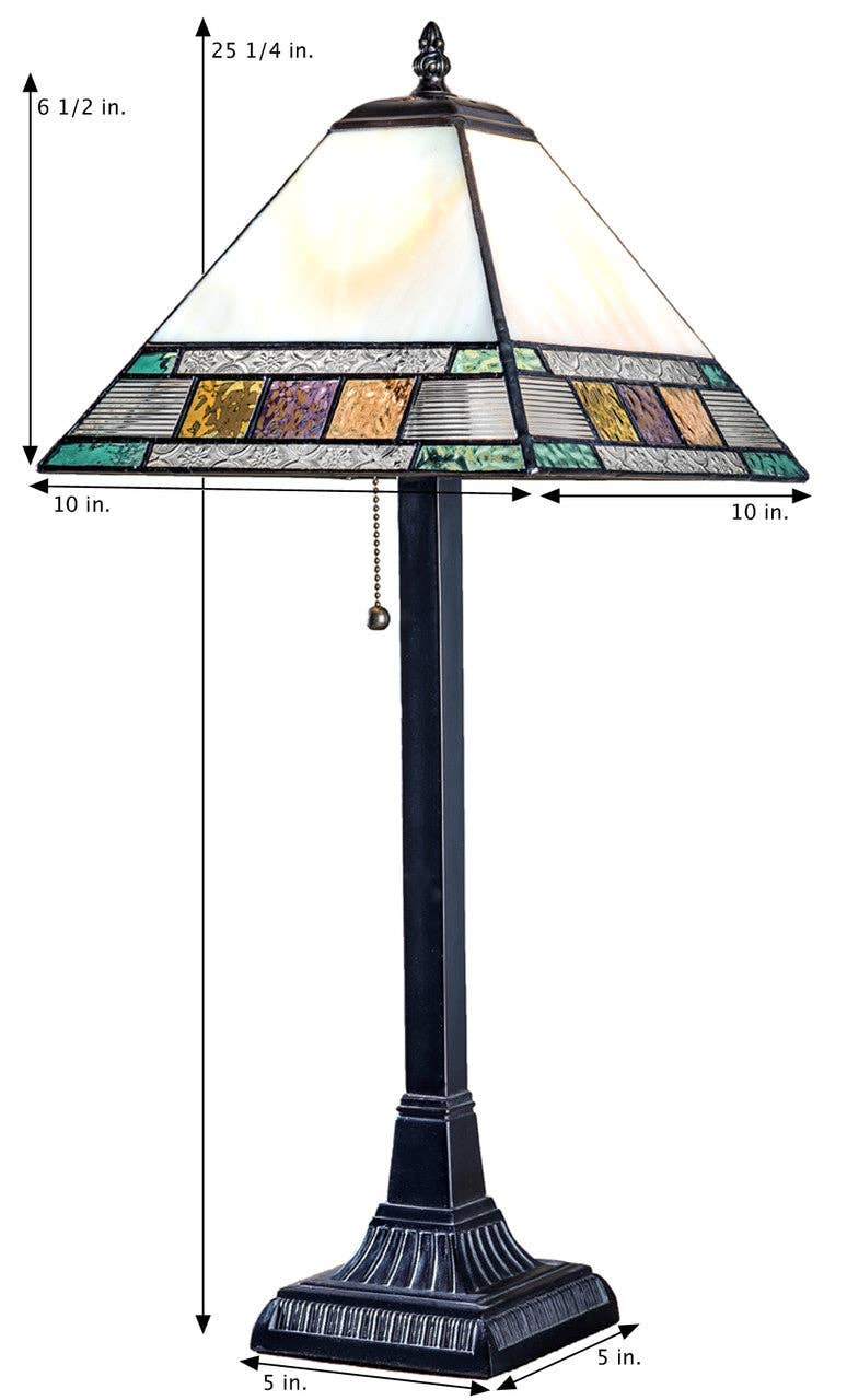 J Devlin Glass Art & Bert Anderson Collection - Wholesale Accent/Desk Lamp - Lam 691 TB Pastel Multi Colored Mission Lamp2