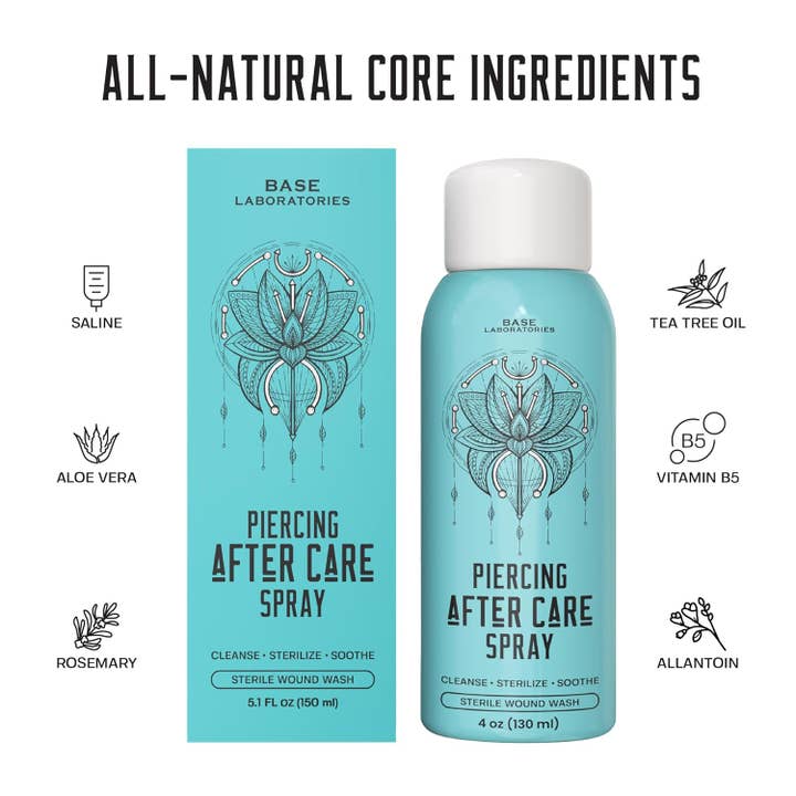 Base Laboratories - Wholesale Pain Relief Spray/Cream - Piercing Aftercare Spray - Saline Solution Mist for Healing