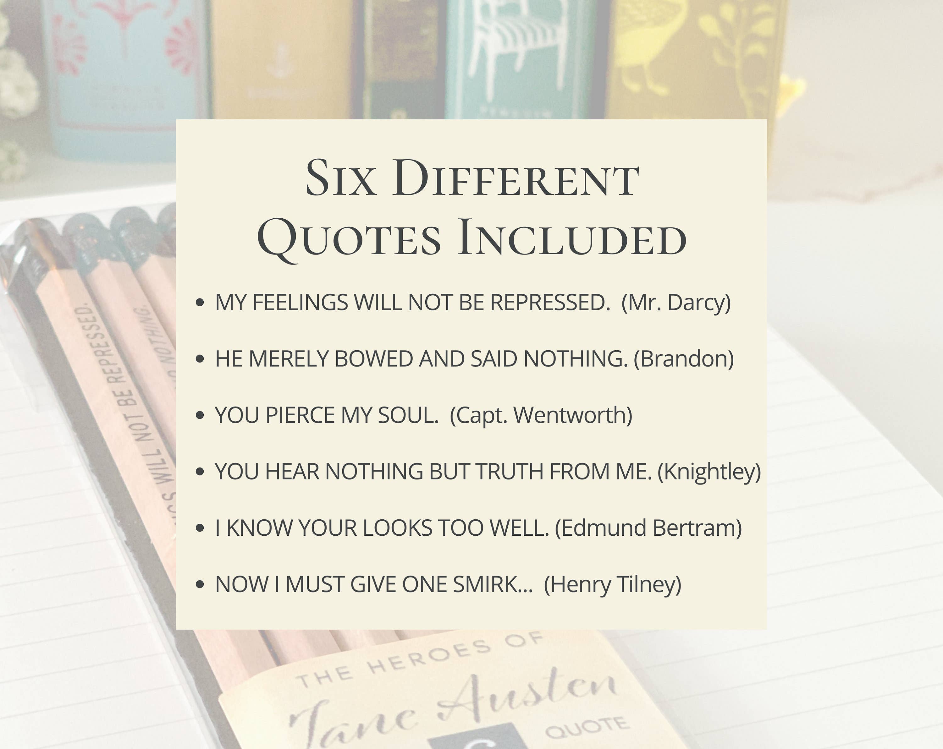 Lit & Whimsy - Wholesale Pencil - Jane Austen Good Guys Pencil Set1