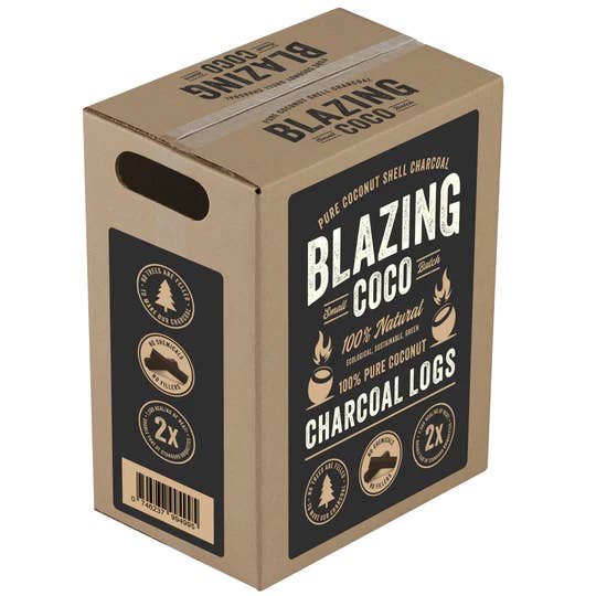 20 Pound Box - Blazing Coco Premium Coconut Shell Charcoal for wholesale by Blazing Coco