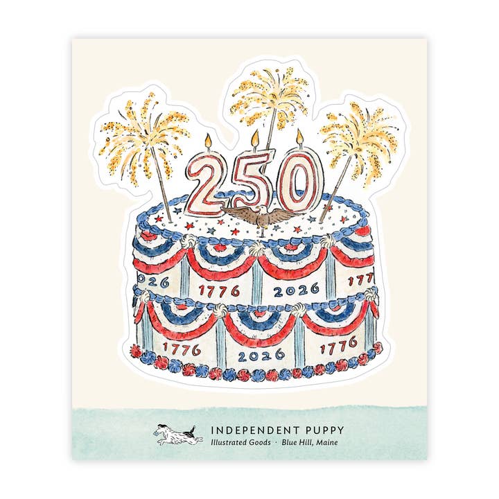Pegatina kiss-cut del pastel del 250.º aniversario de Estados Unidos para venta al por mayor de Independent Puppy