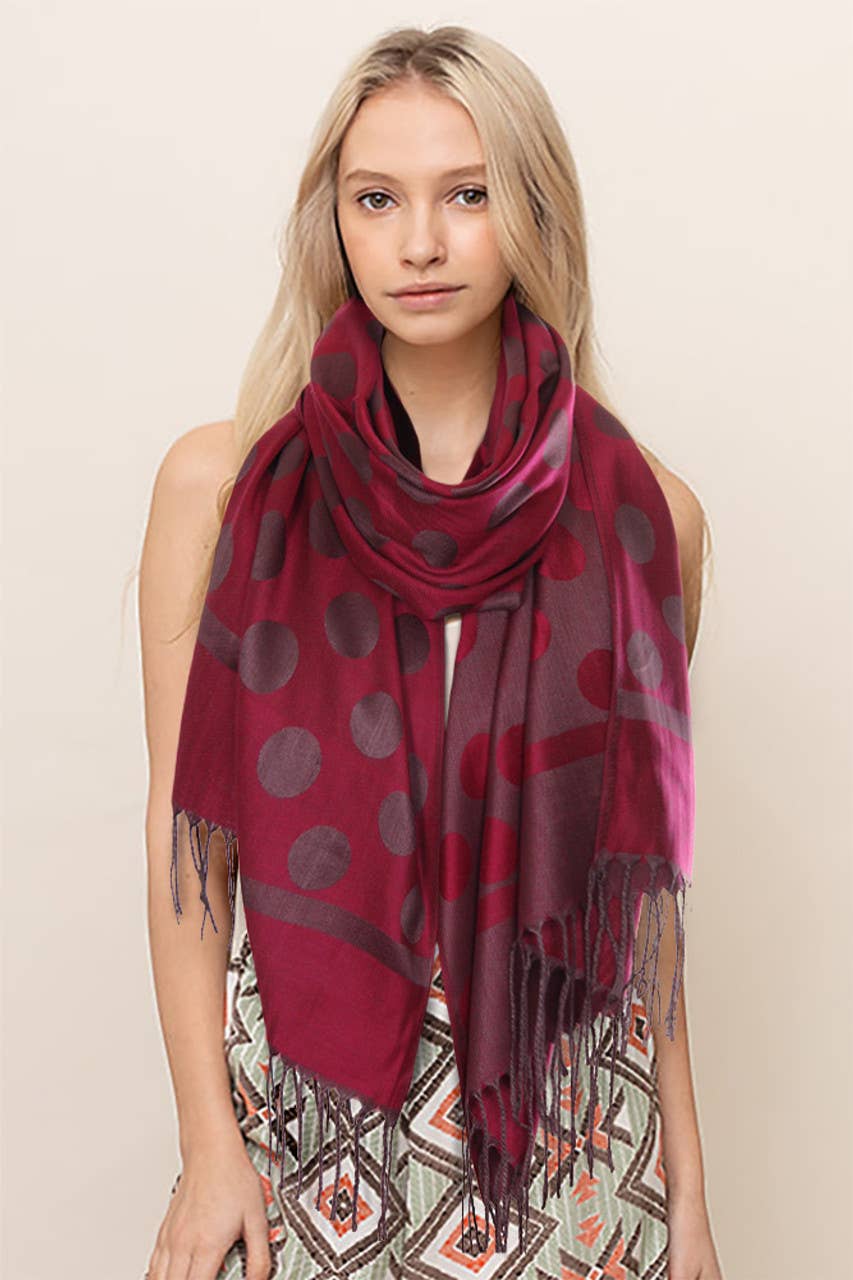 Hana - Wholesale Scarf - Women's - Polka Dot Pattern Pashmina Scarf7