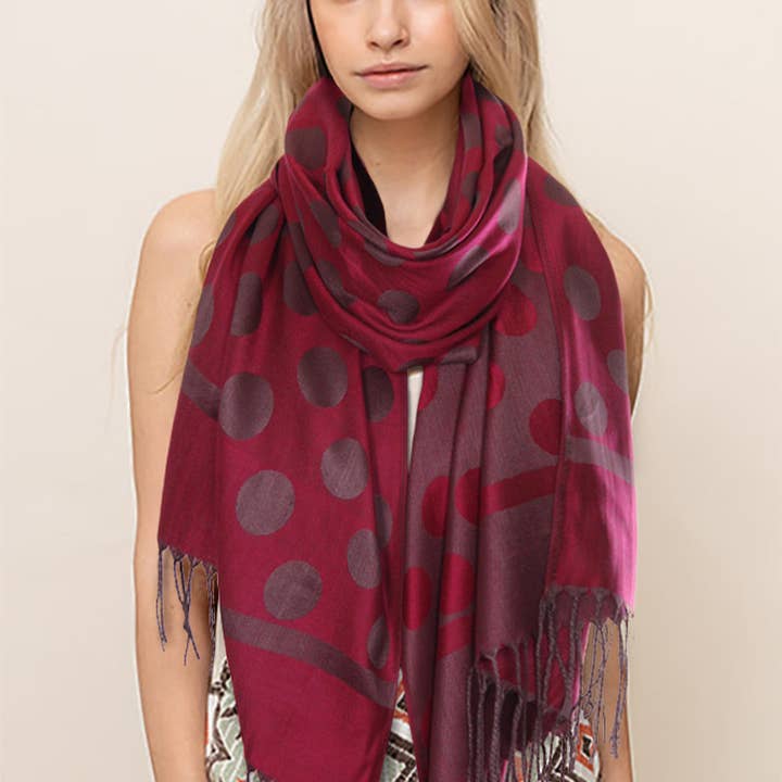 Hana - Wholesale Scarf - Women's - Polka Dot Pattern Pashmina Scarf7