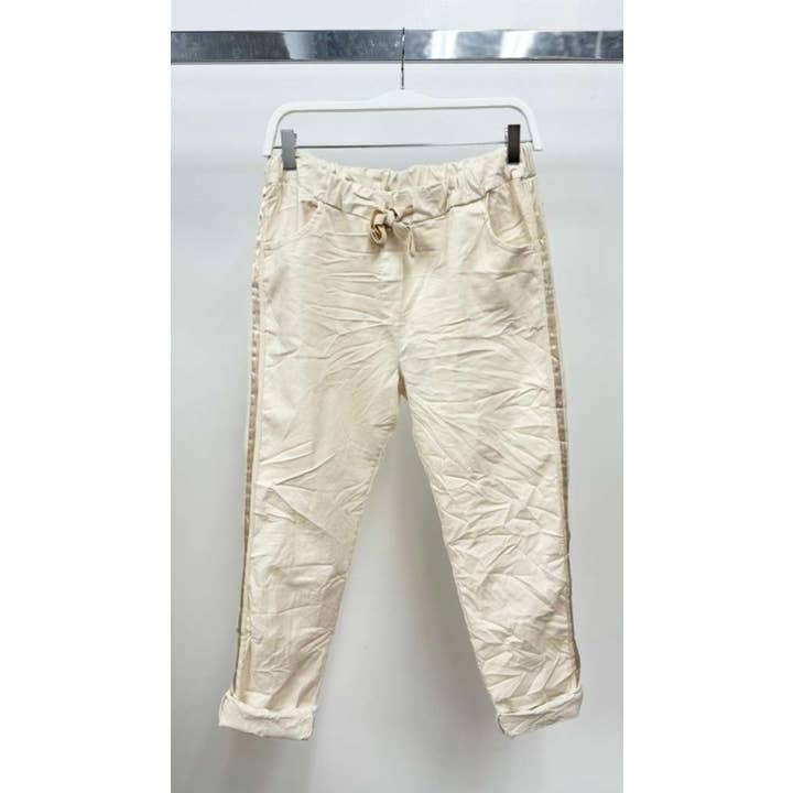 BÅNDSTRIBE SNØRELUKNING KRØLLET JOGGER M/ LOMMER (50326) for engroshandel hos VENTI6