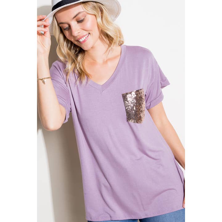 HAUT CARRÉ UNI AVEC POCHE À SEQUINS pour la vente par 1clique co.