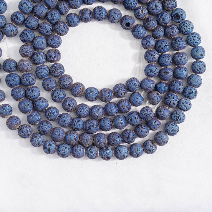 Soothing Crystals - Wholesale Beads - Blue Titanium Lava Beads | Matte Blue Lava Stone for Jewelry2