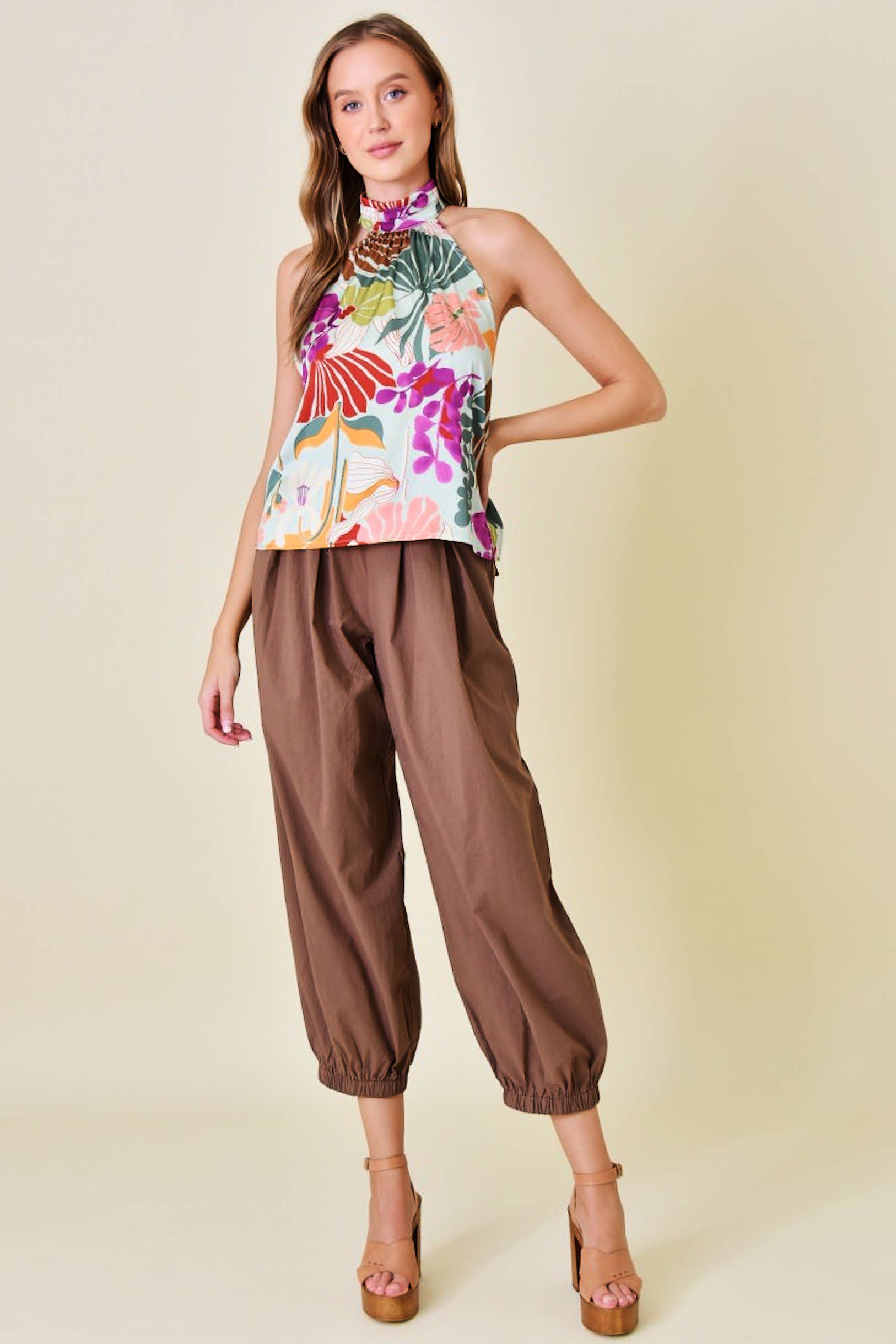 Multicolore Top Halter à imprimé floral - TI5038FO en vente sur Faire8