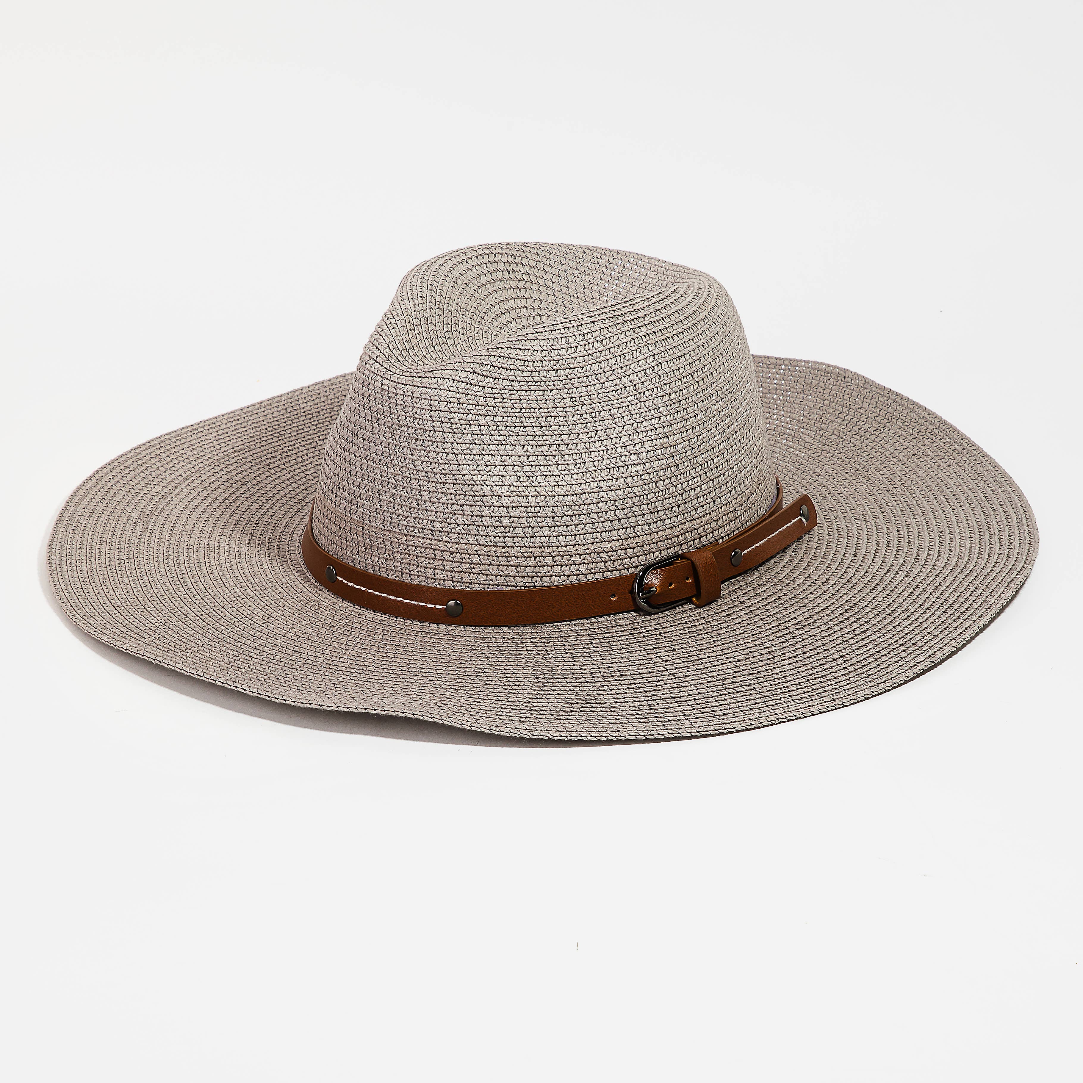 Collections by Fame Accessories - Wholesale Straw Hat - Women's - Woven Buckle Band Fedora Hat1