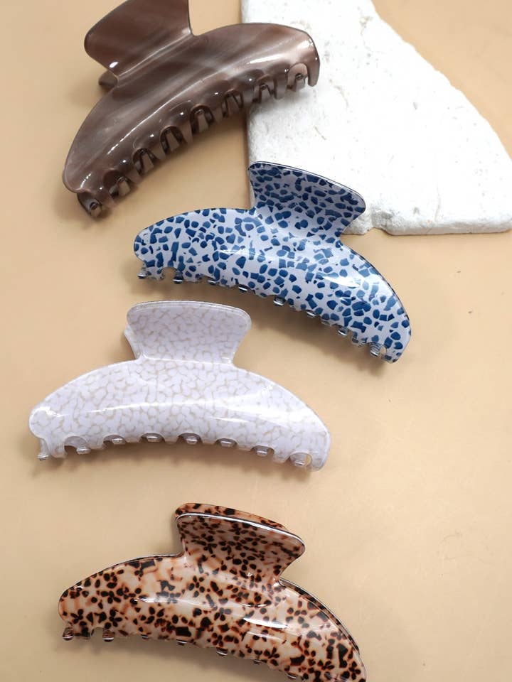 VINTAGE PORCELAIN ANIMAL HALF MOON HAIR CLAW CLIPS | 40H1022 for wholesale by JOSSLYN by wall to wall