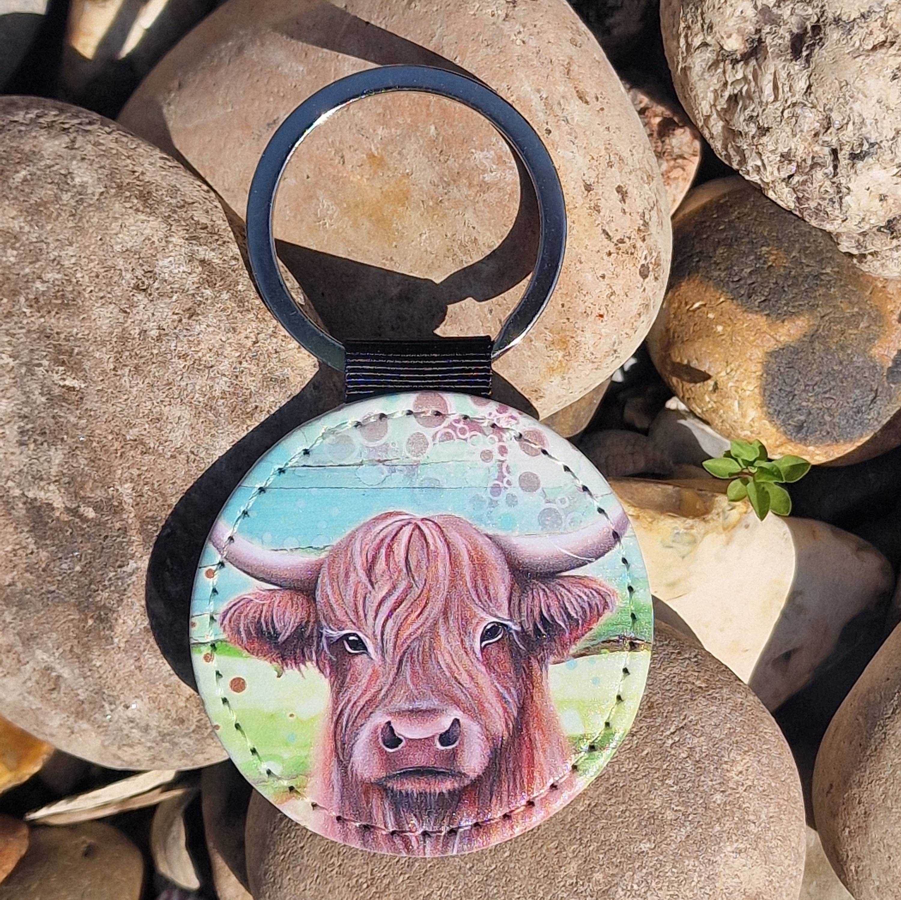 By Jo Crafts – wholesale Keychain – Unisex – 04-KR - Highland Cow Faux Leather Keyring8
