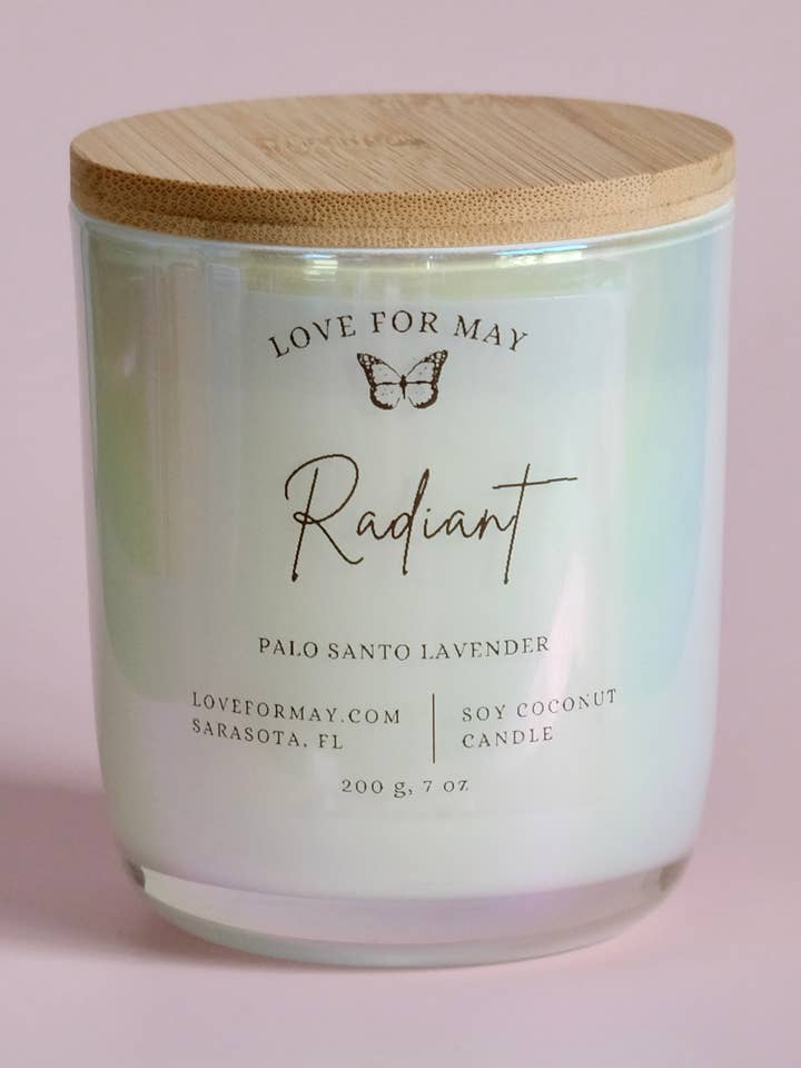 Radiant Manifestation Candle Palo Santo Lavender for wholesale by Love for May Candle Co