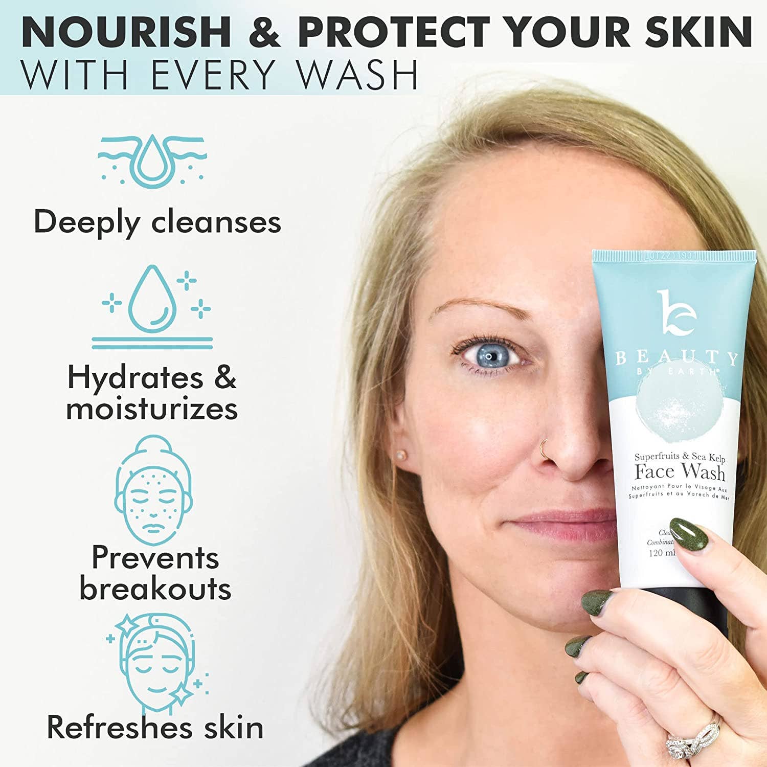 Beauty By Earth - Wholesale Facial Cleanser - Face Wash with Superfruit and Sea Kelp 4oz1