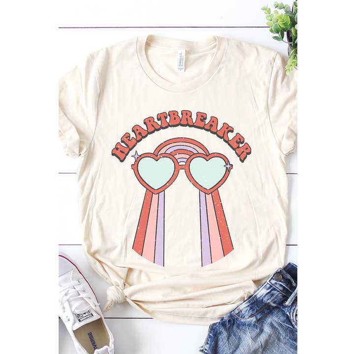 Retro Heartbreaker Graphic Tee for wholesale by Kissed Apparel