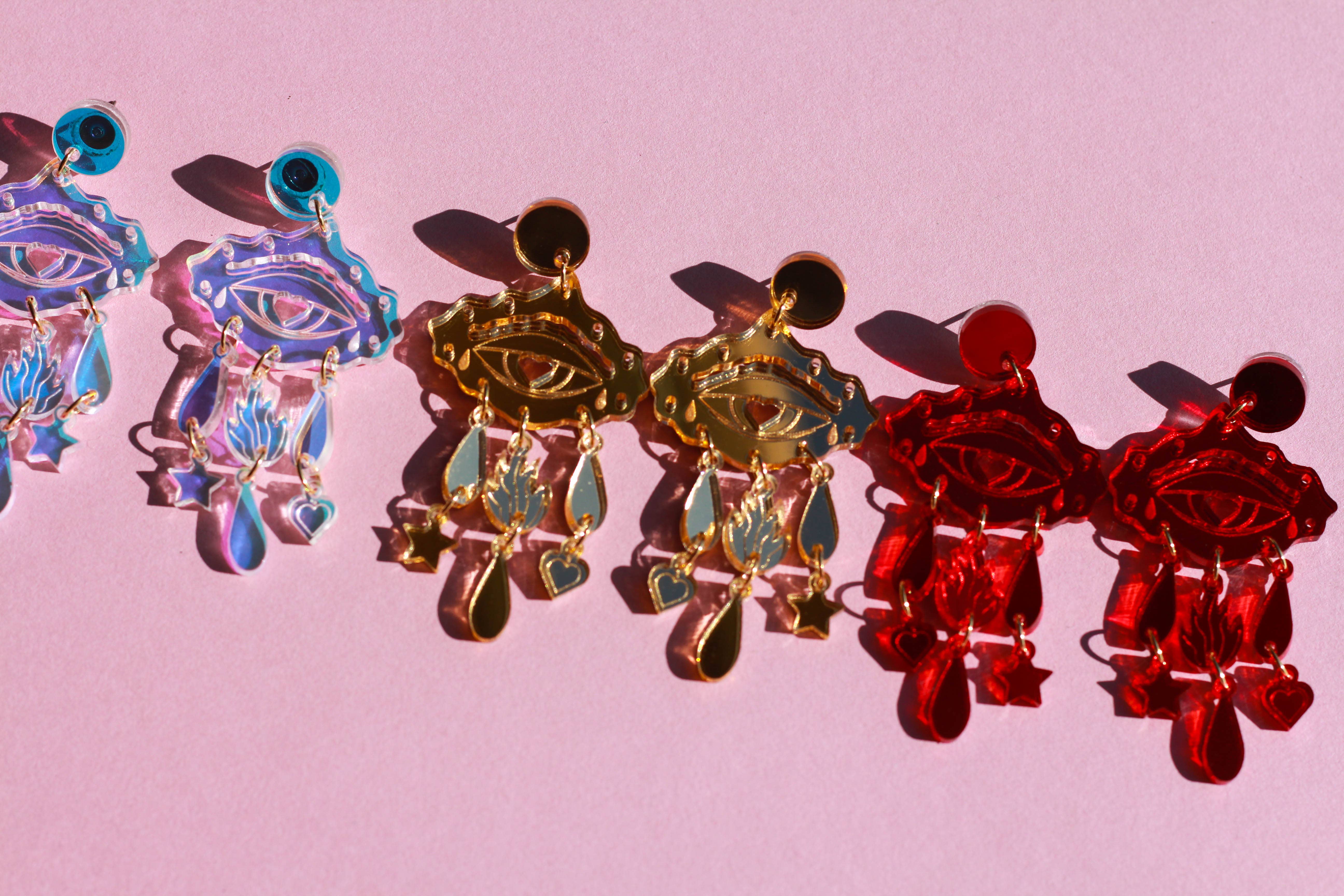 LUNA & SAYA - Wholesale Dangle Earrings - Sacred Eyes Dangles | Acrylic Statement Earrings3