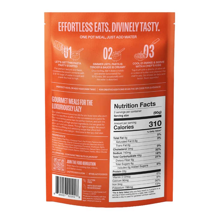 Lazy Food Co - Wholesale Pasta - 44g Protein Pasta Dinner | Sausage & Mushroom 1