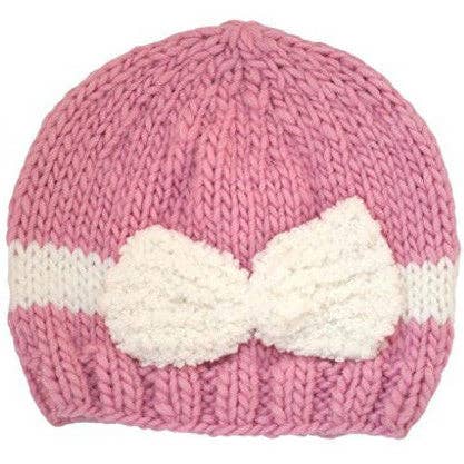 Bonnet rose pour filles avec nœud pour la vente par Born To Love