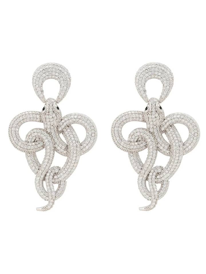 Brincos Viper Cobra Gota Prata Branco por atacado de Latelita