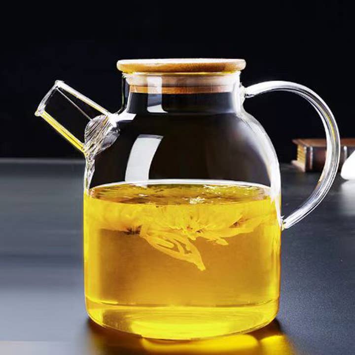 Tea soul - Venta al por mayor Teteras - Tetera de vidrio con filtro y tapa de bambú 1,5 L1