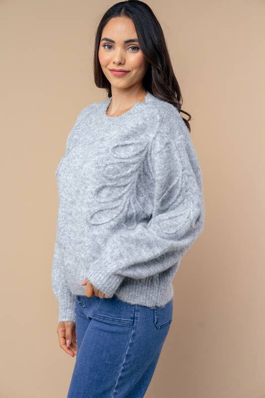 White Birch - Wholesale Knit Sweater - Women's - T10635 Long Sleeve Solid Knit Sweater1