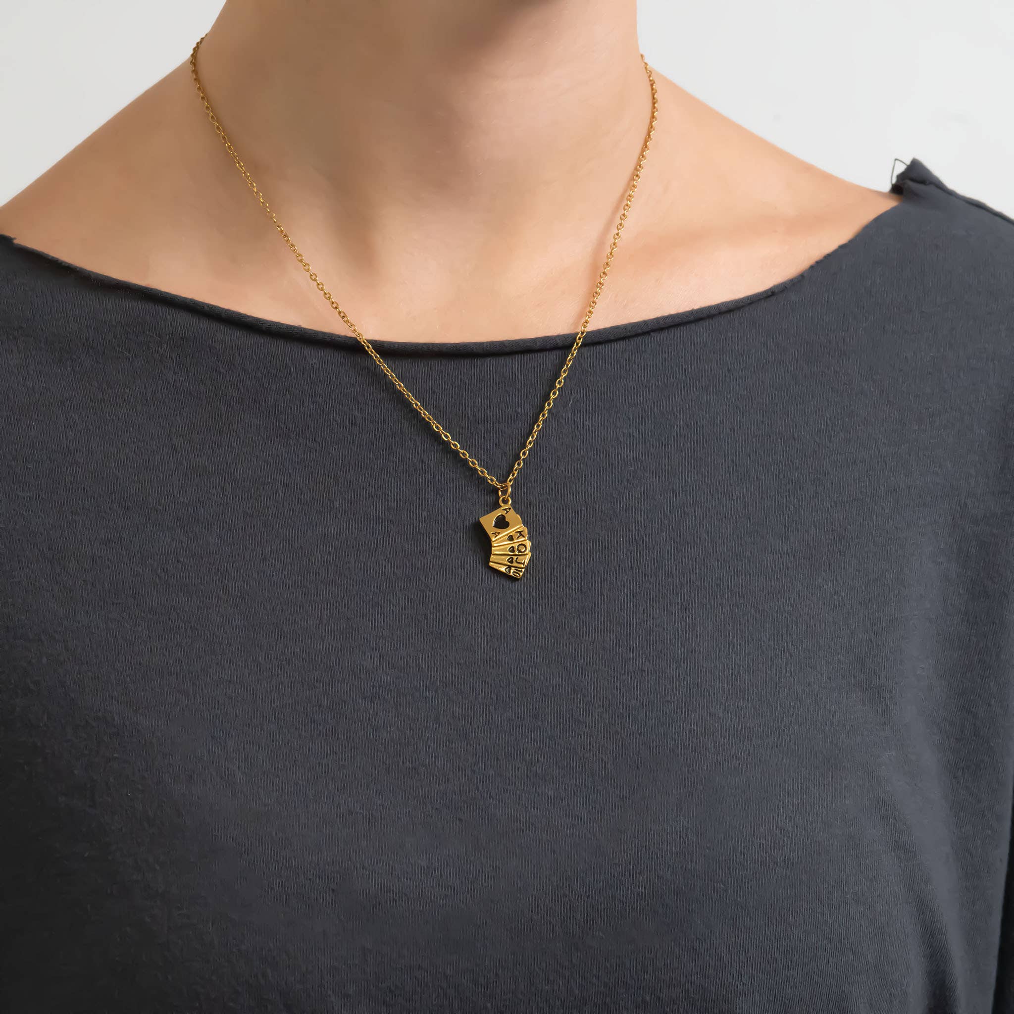 WJW - Wholesale Individual Charm/Pendant - 18K Gold PVD Stainless Steel Playing Cards Charm8