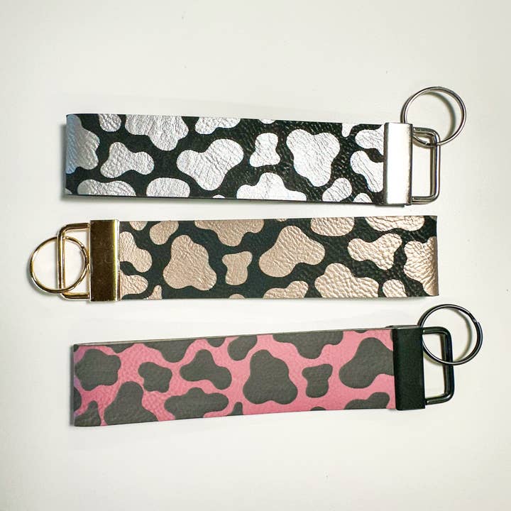 Cow Print Leatherette Keychain for wholesale by Luna Beam Creations