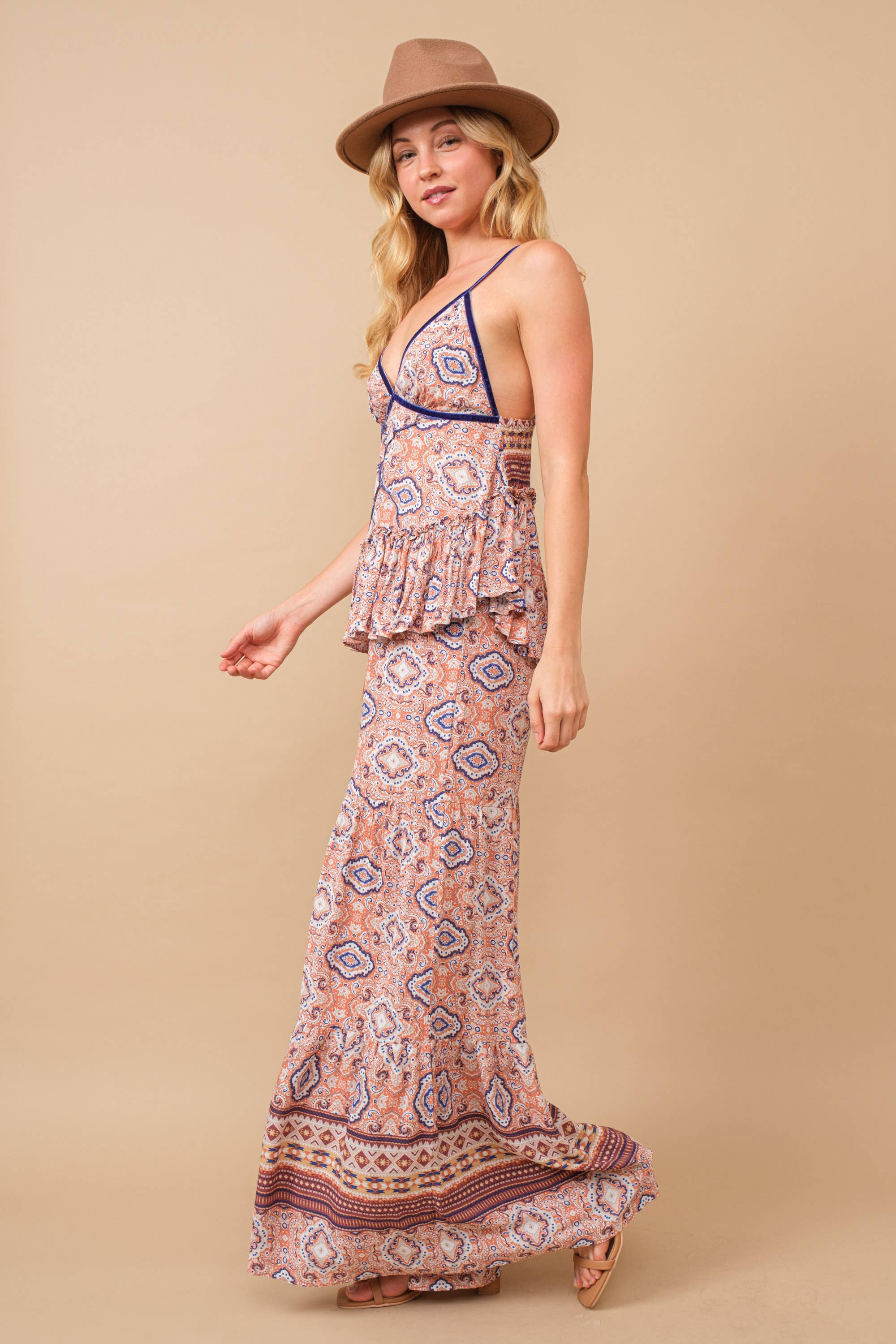 Blue B – Großhandel Hose – Damen – 34420P - Aztekische weite Hose mit gestuftem Geo-Blockmuster13