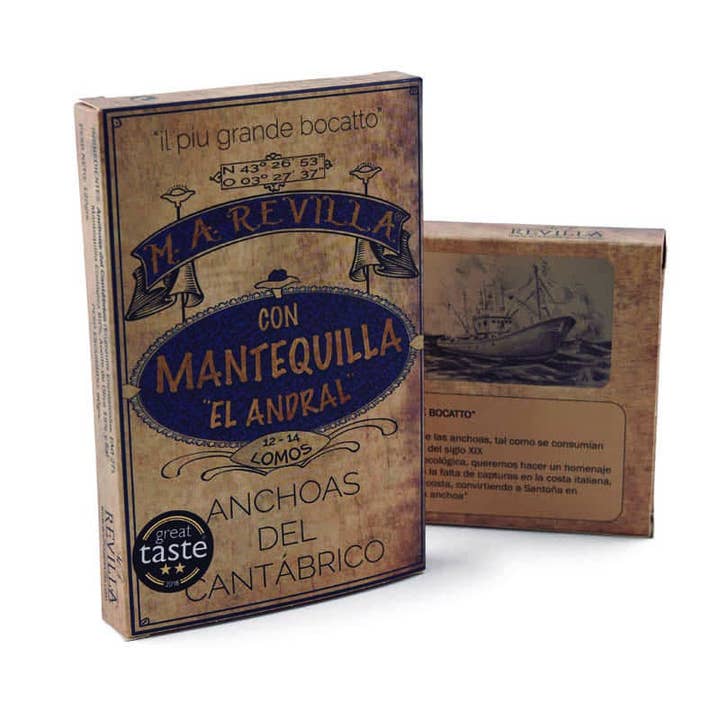 Made in Spain - Venta al por mayor Conservas de pescado - Anchoas M.A. Revilla - en Mantequilla Ecológica