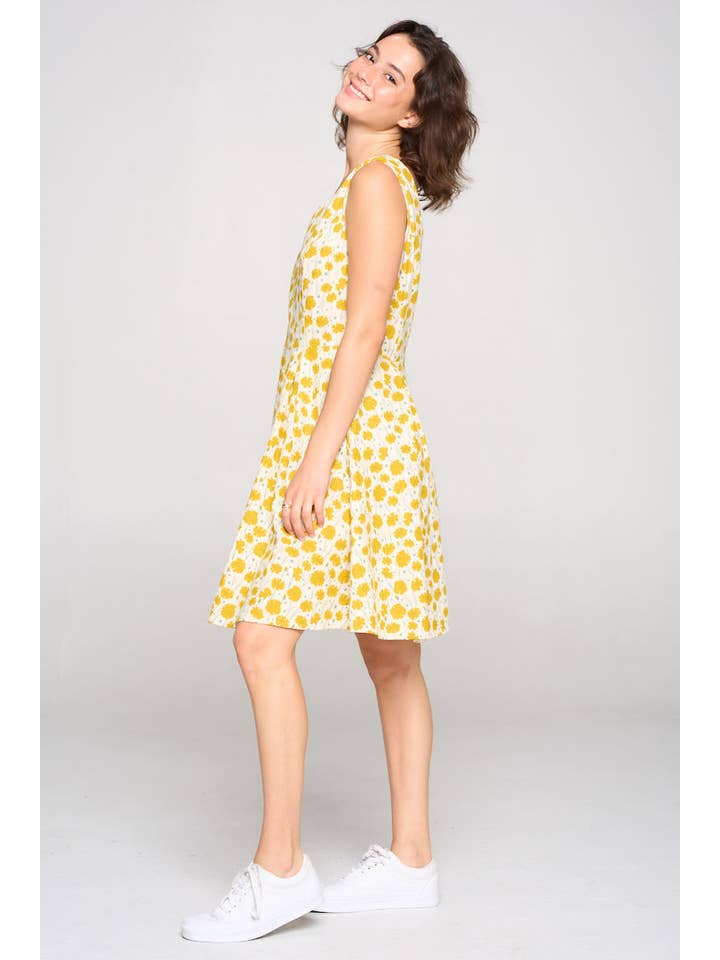 Floral Mustard Cotton Dress for wholesale on Faire