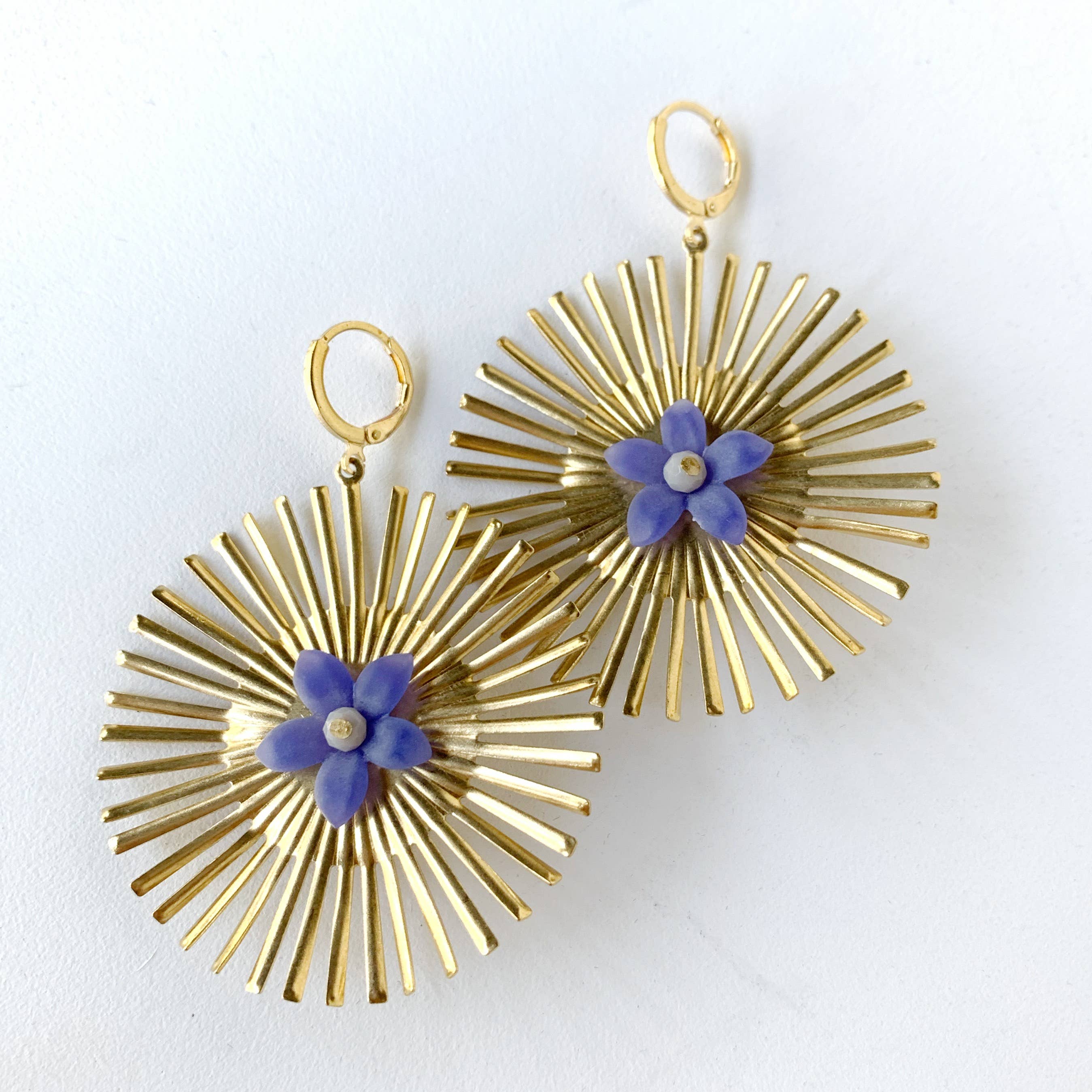 Bou Cou - Wholesale Dangle Earrings - Bammm Blue Vintage Flower Dangle Earrings3