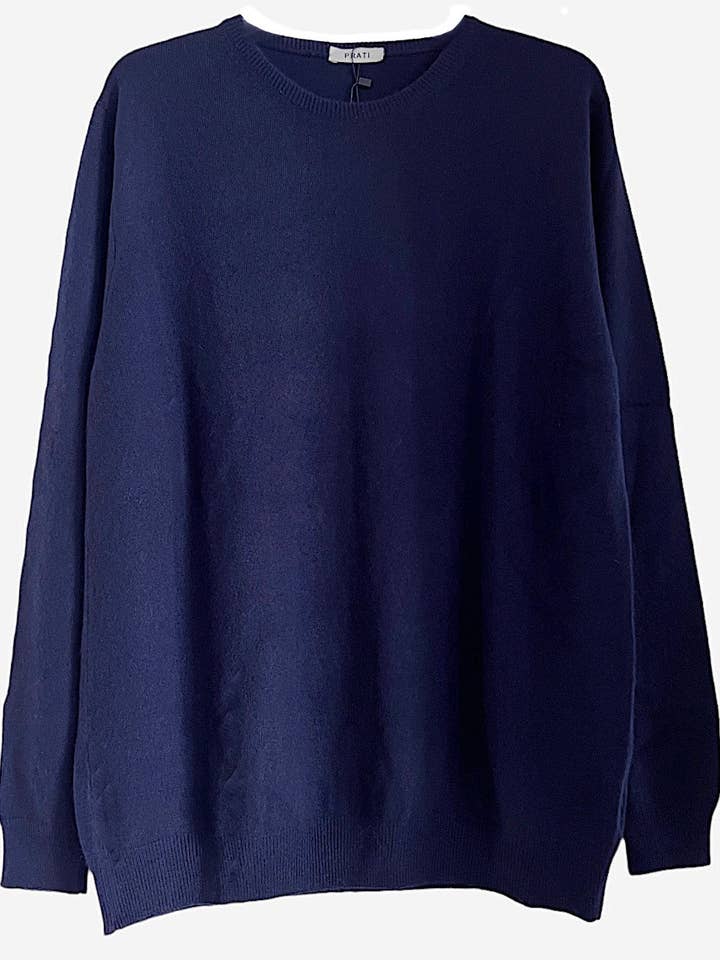 Men´s cashmere crew neck sweater jeans blue for wholesale by PRATI