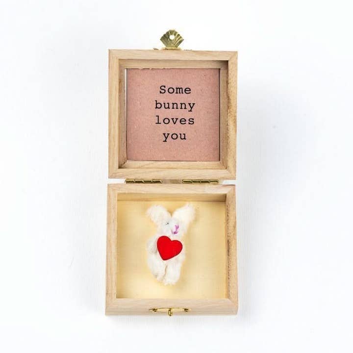 Rabbit in a box: Some bunny loves you for wholesale by Sidedish Cards
