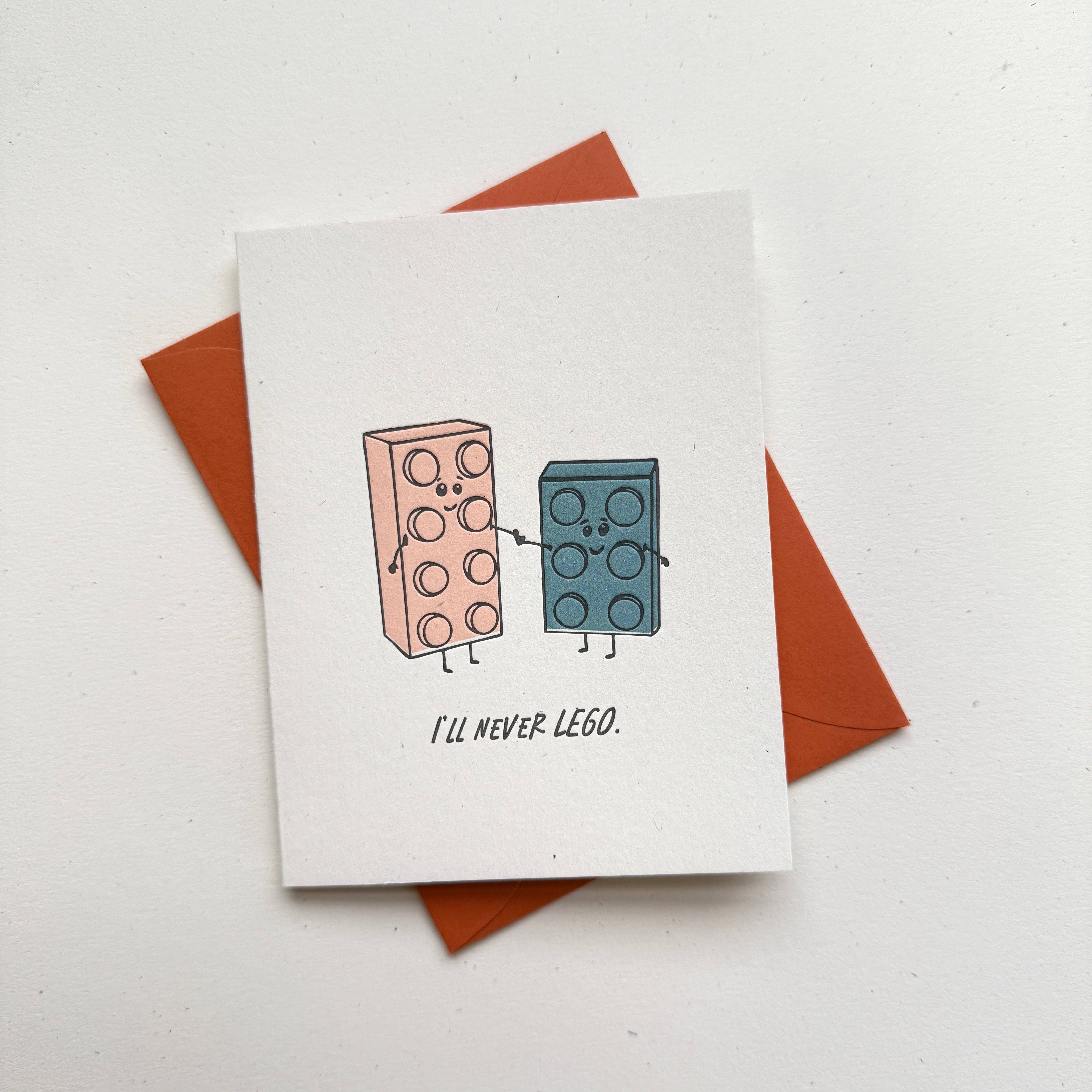 Opeful Press - Wholesale Everyday Greeting Card - I'll Never Let Go - Building Bricks Letterpressed Greeting Card7