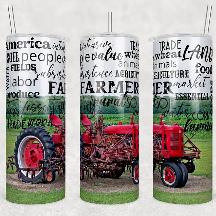 Farmer Red Tractor Sublimationsbecher, 20 Unzen für den Großhandel von Twisted T Creations